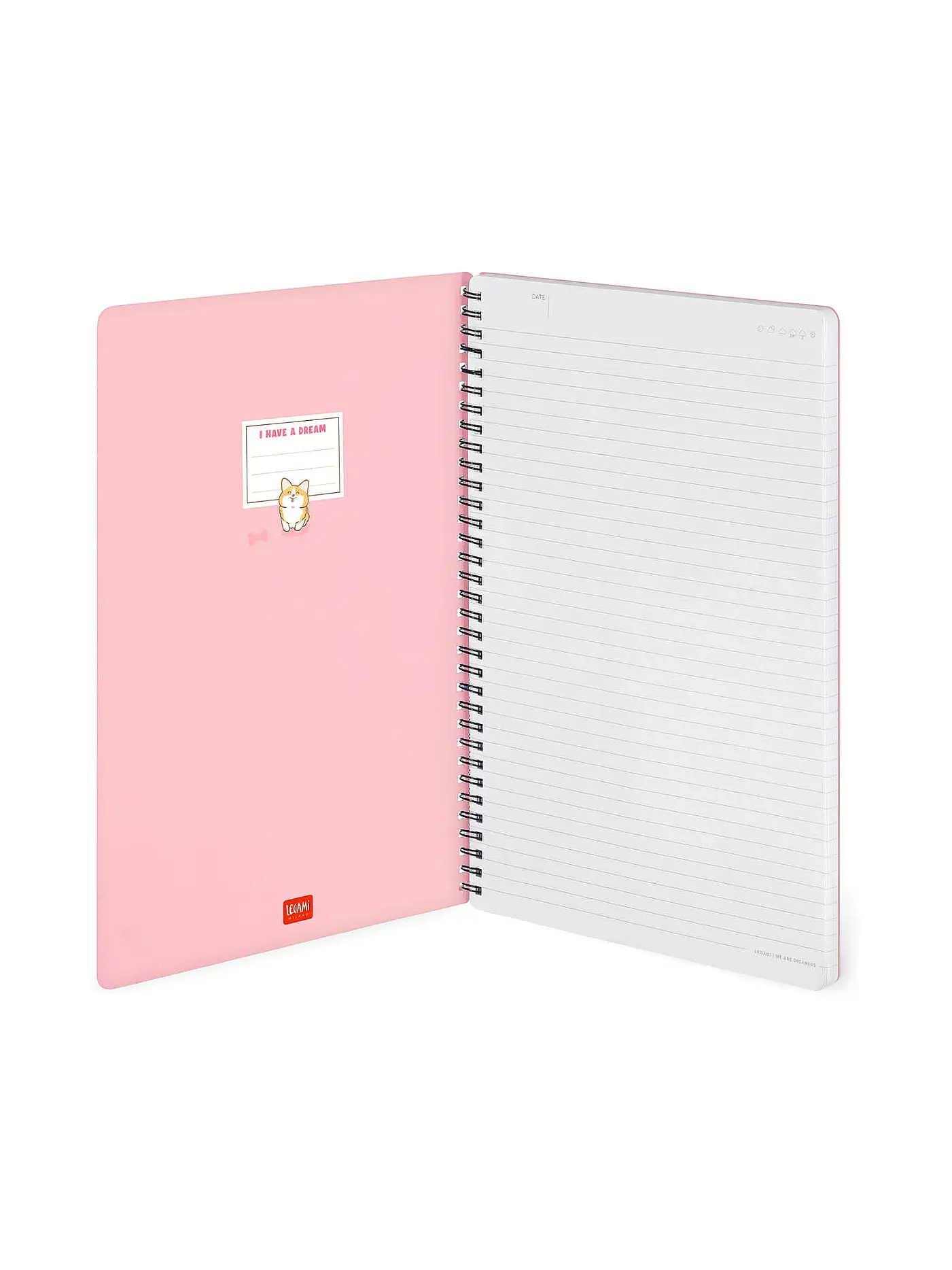 LEGAMI | Liniertes Notizbuch -Maxi - Spiralbindung - A4-Format CORGI | 